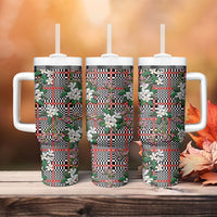 Red Binakol Motifs With Jasminum Sambac Tumbler With Handle Mabuhay Philippines Festival DT05 - Polynesian Pride