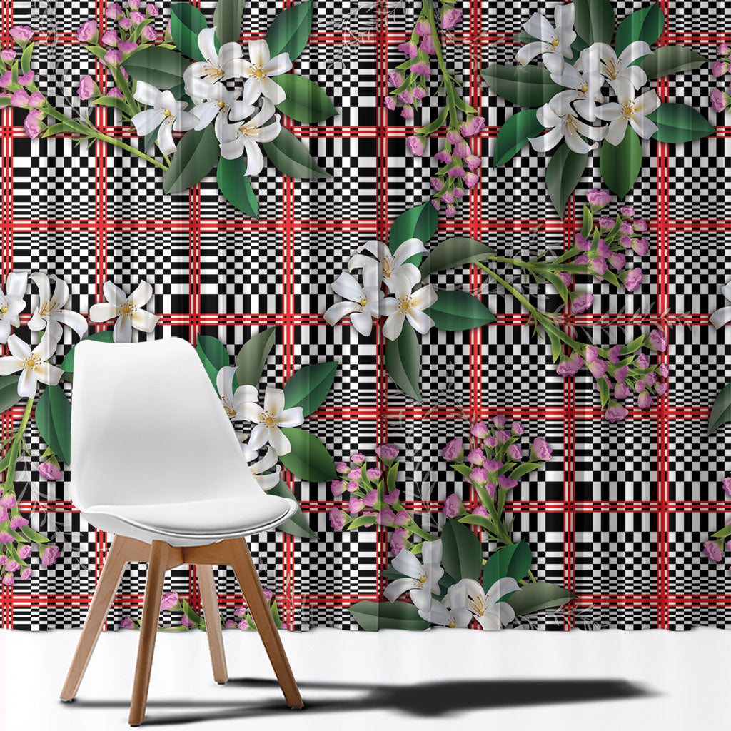 Red Binakol Motifs With Jasminum Sambac Window Curtain Mabuhay Philippines Festival DT05 - Polynesian Pride