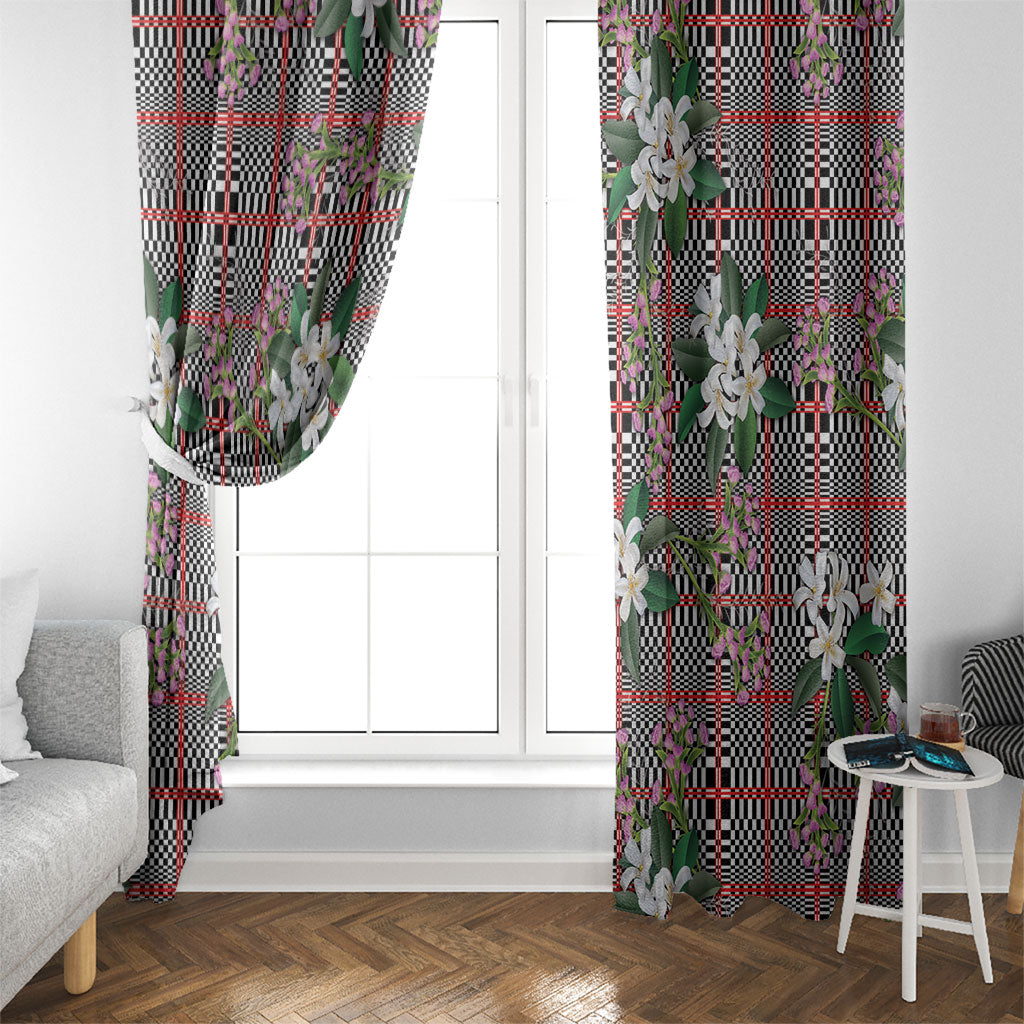 Red Binakol Motifs With Jasminum Sambac Window Curtain Mabuhay Philippines Festival DT05 - Polynesian Pride