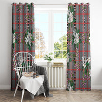 Red Binakol Motifs With Jasminum Sambac Window Curtain Mabuhay Philippines Festival DT05 - Polynesian Pride