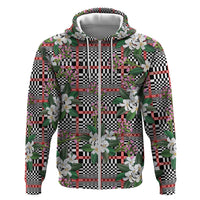 Red Binakol Motifs With Jasminum Sambac Zip Hoodie Mabuhay Philippines Festival DT05 Zip Hoodie Red - Polynesian Pride
