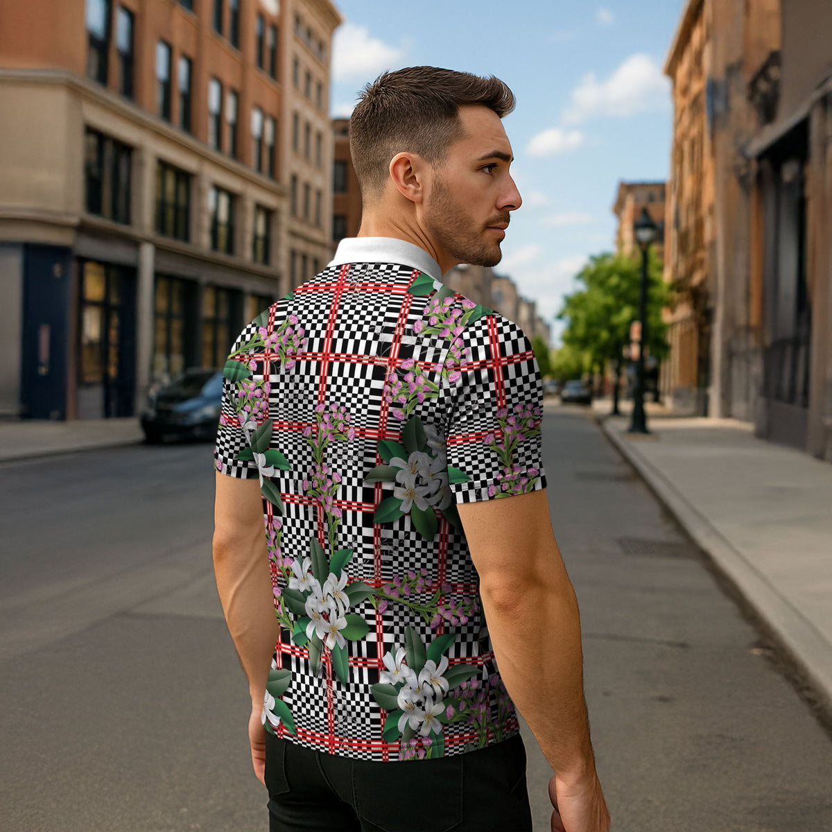 Red Binakol Motifs With Jasminum Sambac Zipper Polo Shirt Mabuhay Philippines Festival DT05 - Polynesian Pride
