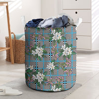 Blue Binakol Motifs With Jasminum Sambac Laundry Basket Mabuhay Philippines Festival DT05 Blue - Polynesian Pride