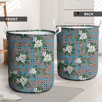 Blue Binakol Motifs With Jasminum Sambac Laundry Basket Mabuhay Philippines Festival DT05 - Polynesian Pride