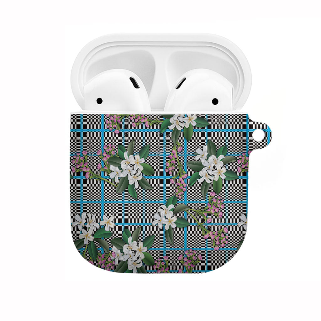 Blue Binakol Motifs With Jasminum Sambac AirPods Case Mabuhay Philippines Festival DT05 Blue - Polynesian Pride