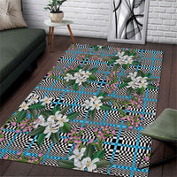 Blue Binakol Motifs With Jasminum Sambac Area Rug Mabuhay Philippines Festival DT05 Blue - Polynesian Pride