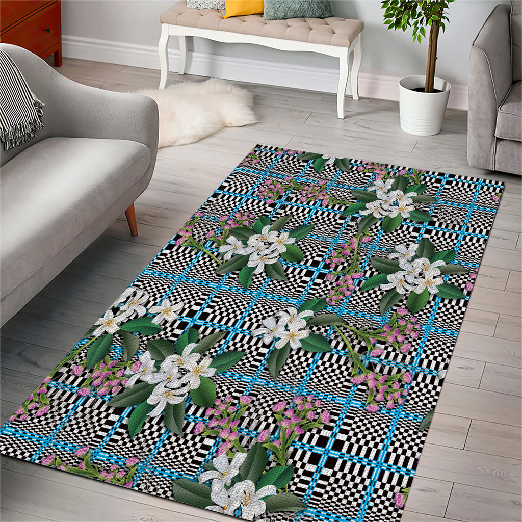 Blue Binakol Motifs With Jasminum Sambac Area Rug Mabuhay Philippines Festival DT05 - Polynesian Pride