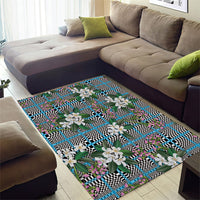 Blue Binakol Motifs With Jasminum Sambac Area Rug Mabuhay Philippines Festival DT05 - Polynesian Pride