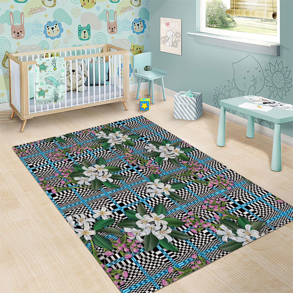 Blue Binakol Motifs With Jasminum Sambac Area Rug Mabuhay Philippines Festival DT05 - Polynesian Pride