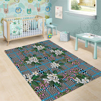 Blue Binakol Motifs With Jasminum Sambac Area Rug Mabuhay Philippines Festival DT05 - Polynesian Pride