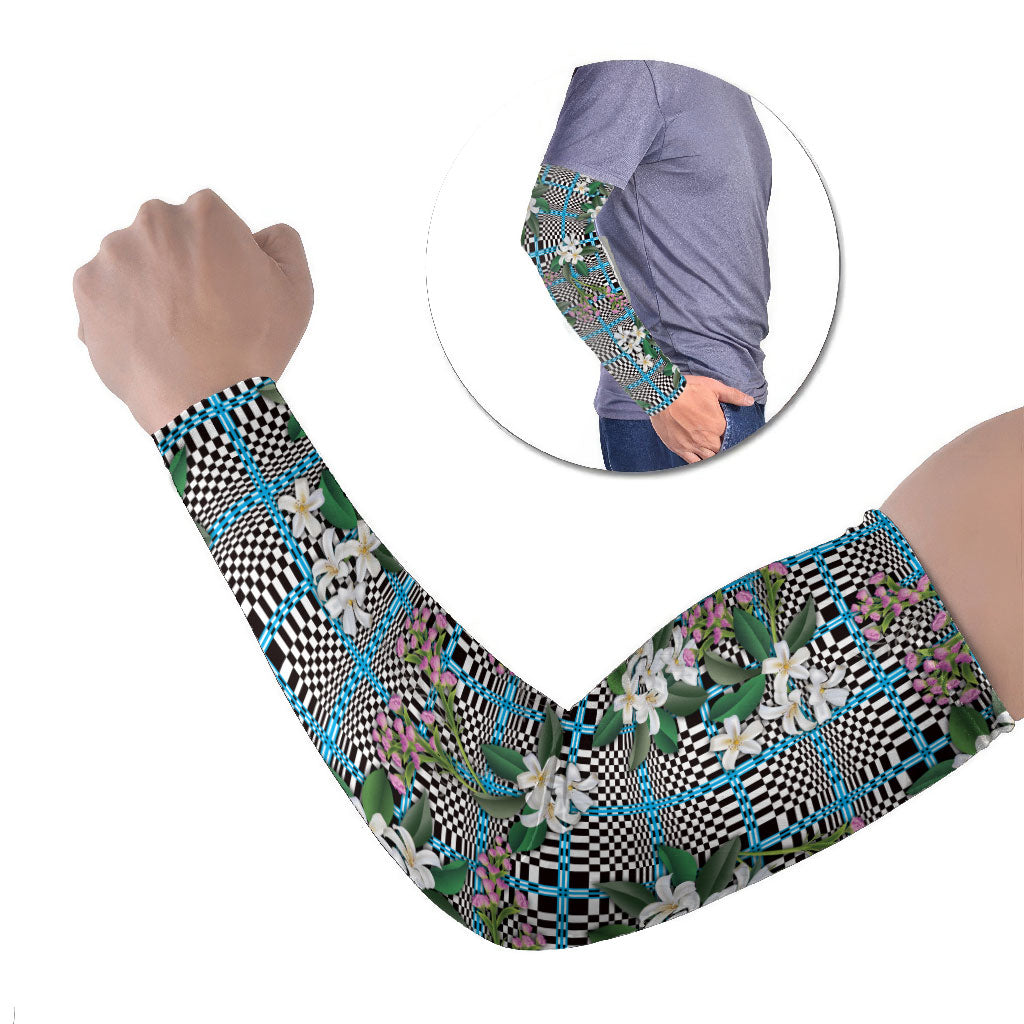 Blue Binakol Motifs With Jasminum Sambac Arm Sleeves Mabuhay Philippines Festival DT05 Set of 2 Blue - Polynesian Pride
