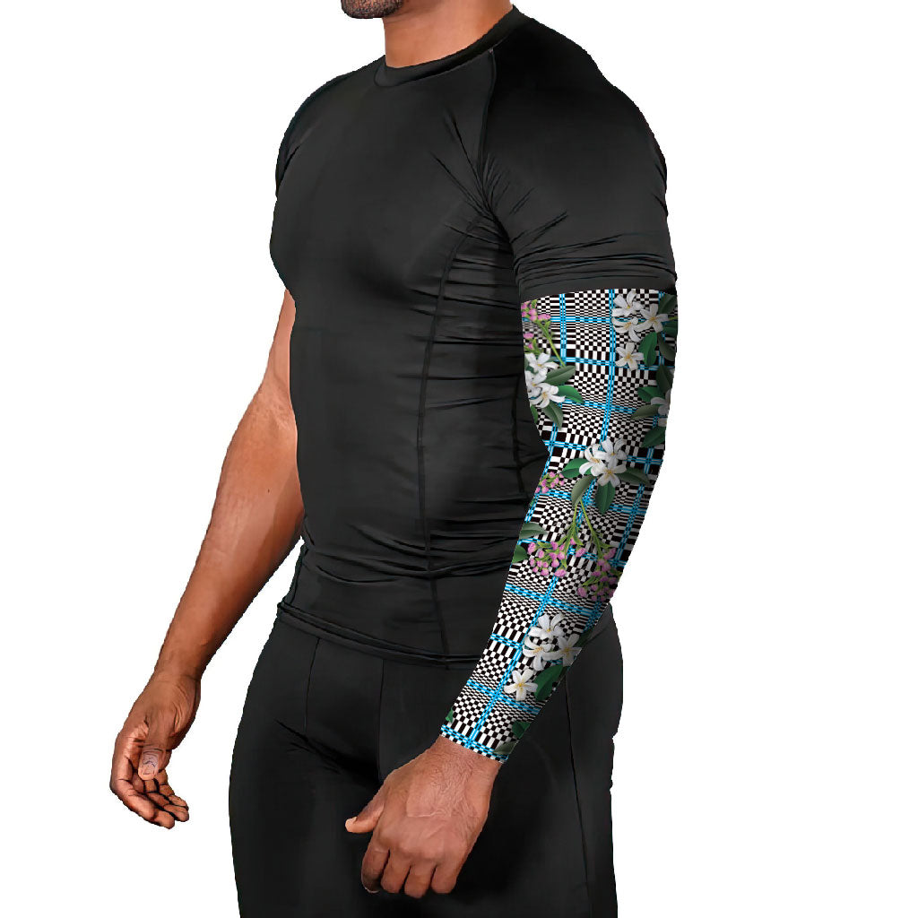 Blue Binakol Motifs With Jasminum Sambac Arm Sleeves Mabuhay Philippines Festival DT05 - Polynesian Pride