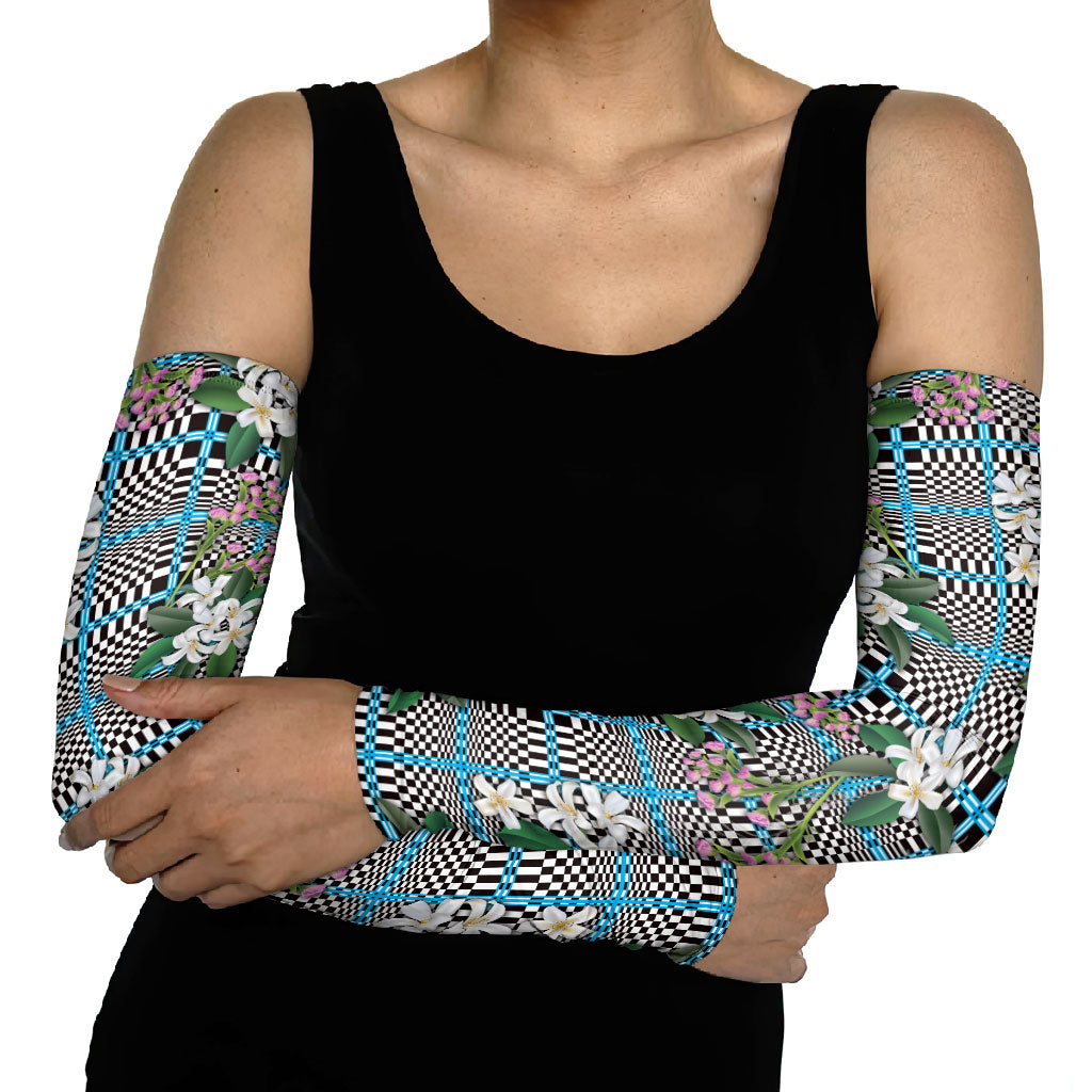 Blue Binakol Motifs With Jasminum Sambac Arm Sleeves Mabuhay Philippines Festival DT05 - Polynesian Pride