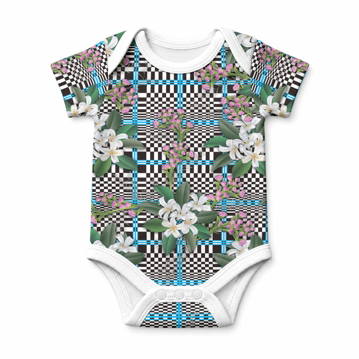 Blue Binakol Motifs With Jasminum Sambac Baby Onesie Mabuhay Philippines Festival