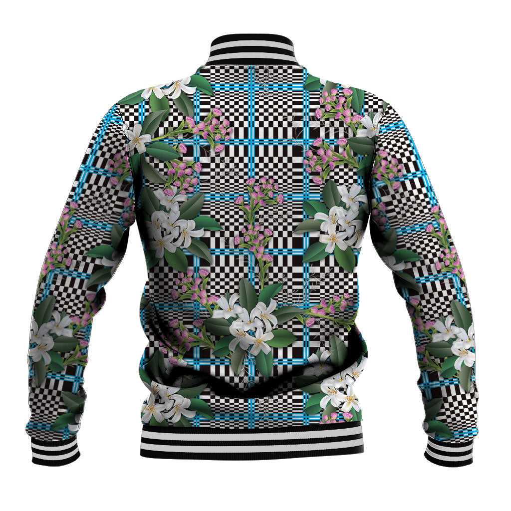 Blue Binakol Motifs With Jasminum Sambac Baseball Jacket Mabuhay Philippines Festival DT05 - Polynesian Pride