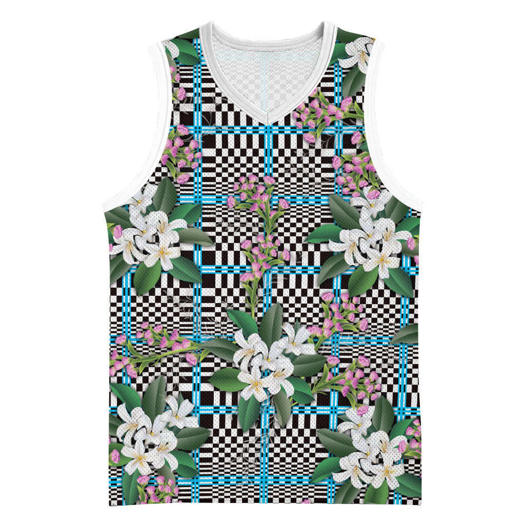 Blue Binakol Motifs With Jasminum Sambac Basketball Jersey Mabuhay Philippines Festival DT05 Unisex Blue - Polynesian Pride