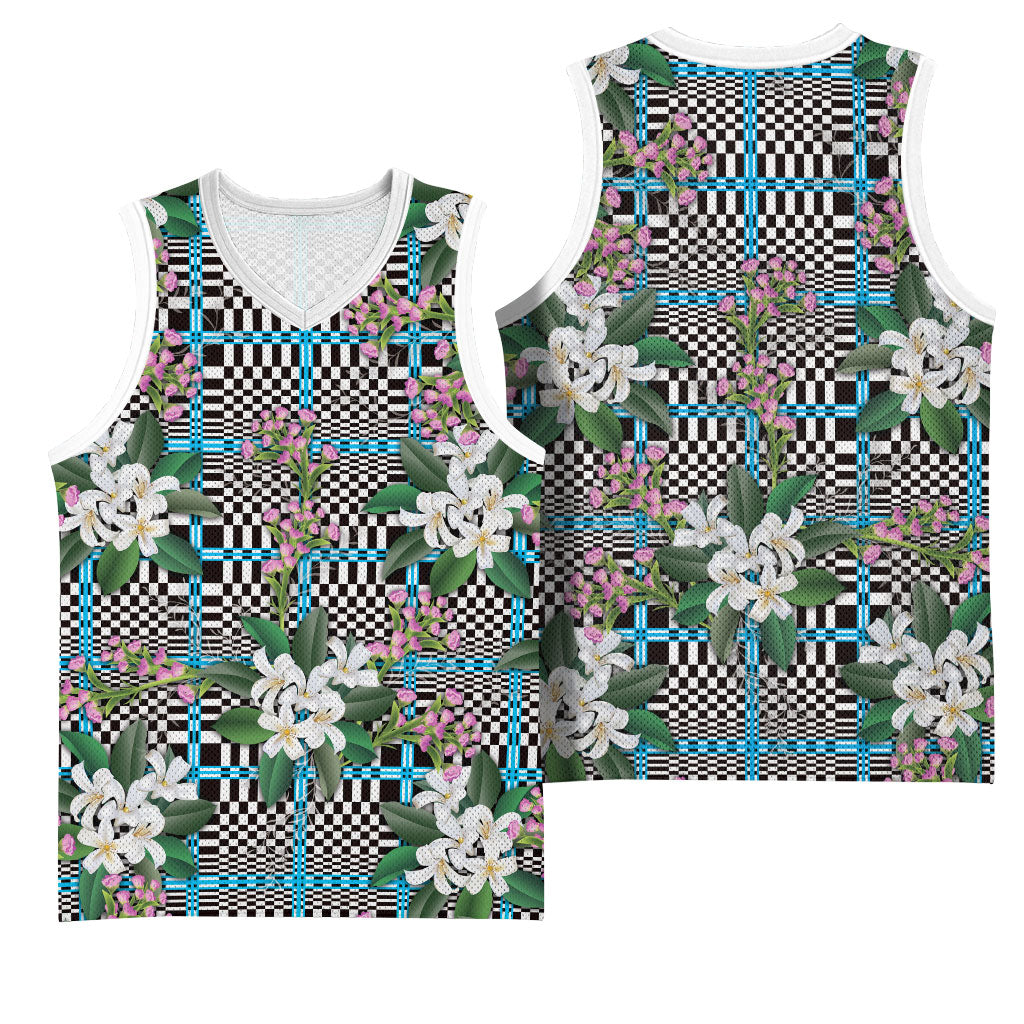 Blue Binakol Motifs With Jasminum Sambac Basketball Jersey Mabuhay Philippines Festival DT05 - Polynesian Pride