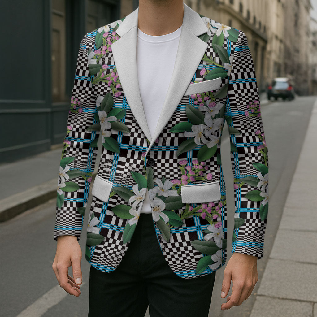 Blue Binakol Motifs With Jasminum Sambac Blazer Mabuhay Philippines Festival DT05 - Polynesian Pride