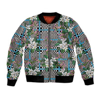 Blue Binakol Motifs With Jasminum Sambac Bomber Jacket Mabuhay Philippines Festival DT05 Unisex Blue - Polynesian Pride