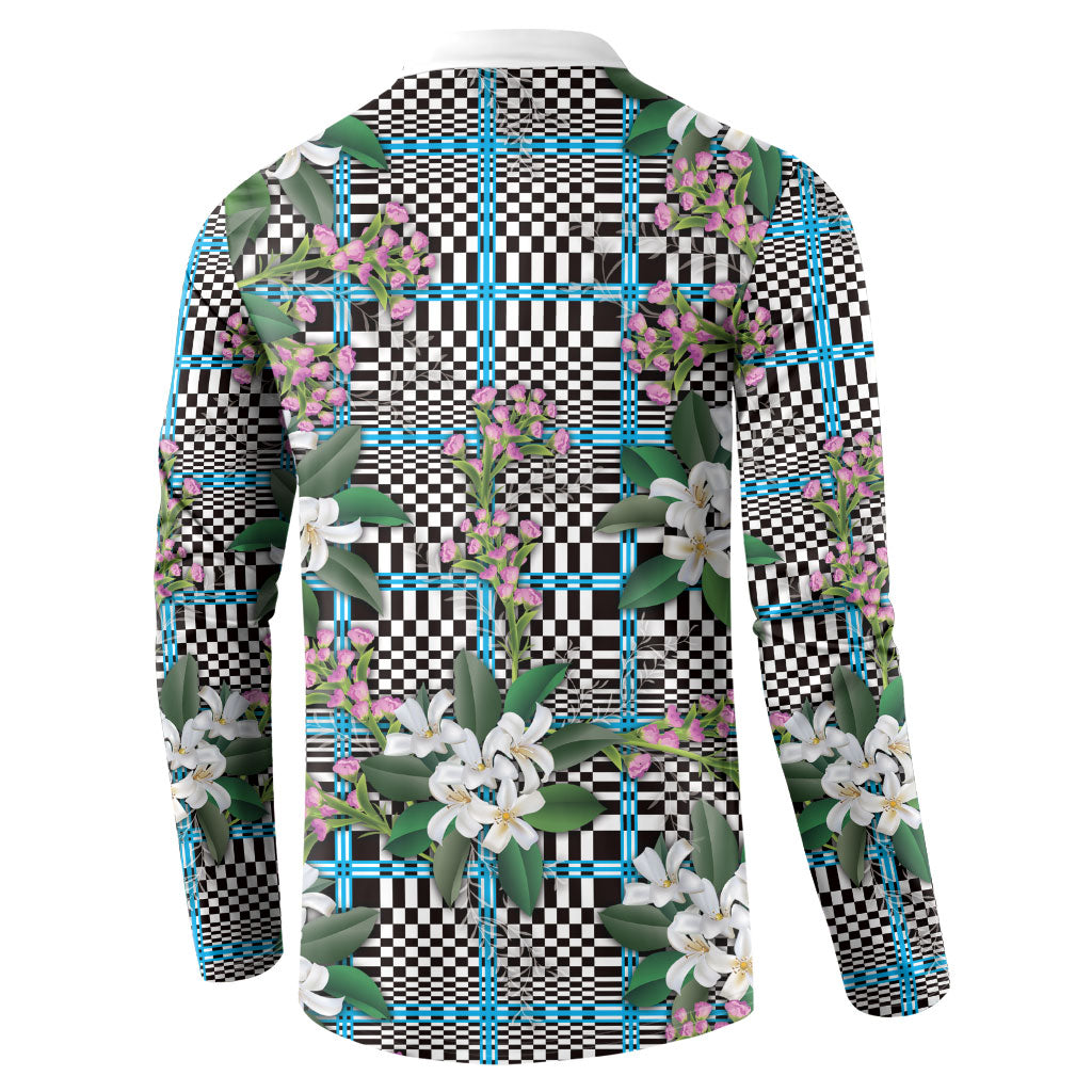 Blue Binakol Motifs With Jasminum Sambac Button Sweatshirt Mabuhay Philippines Festival DT05 - Polynesian Pride