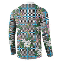 Blue Binakol Motifs With Jasminum Sambac Button Sweatshirt Mabuhay Philippines Festival DT05 - Polynesian Pride