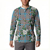 Blue Binakol Motifs With Jasminum Sambac Button Sweatshirt Mabuhay Philippines Festival DT05 - Polynesian Pride
