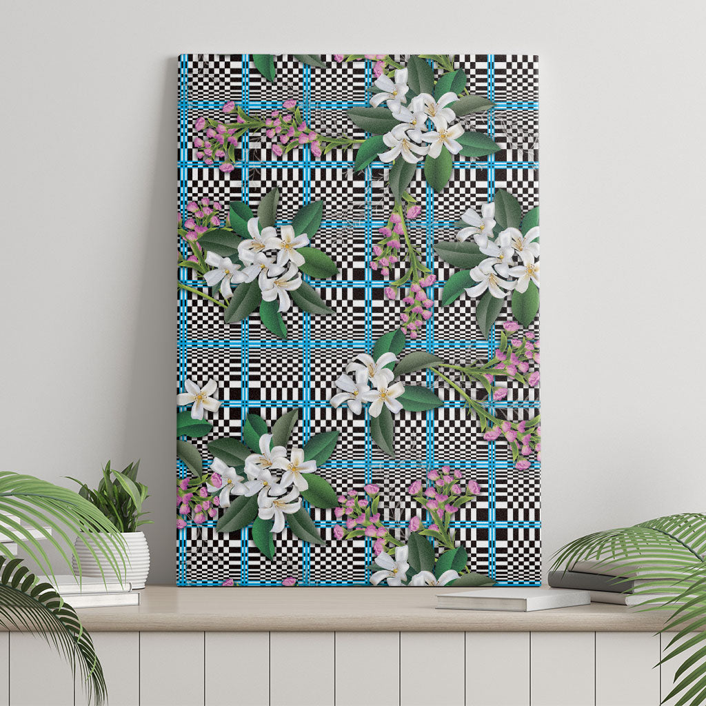 Blue Binakol Motifs With Jasminum Sambac Canvas Wall Art Mabuhay Philippines Festival DT05 - Polynesian Pride