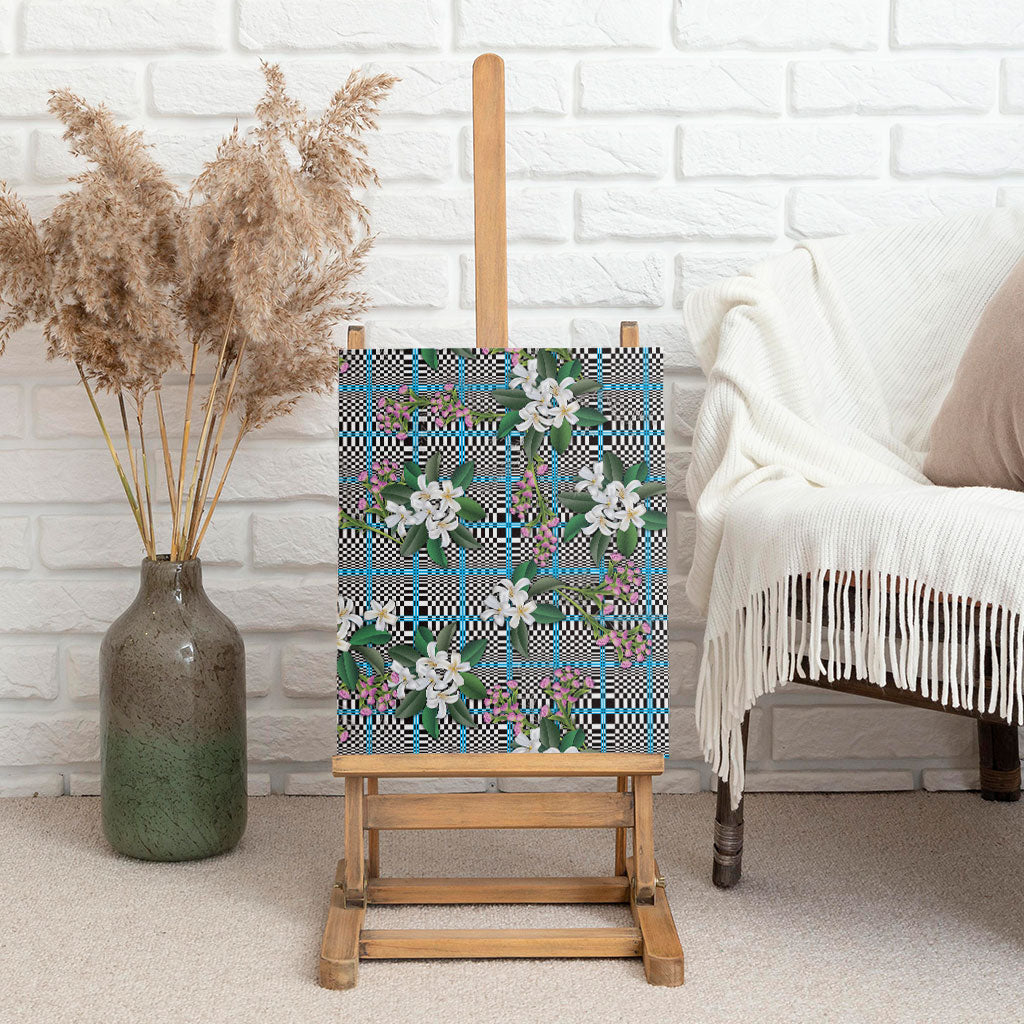 Blue Binakol Motifs With Jasminum Sambac Canvas Wall Art Mabuhay Philippines Festival DT05 - Polynesian Pride