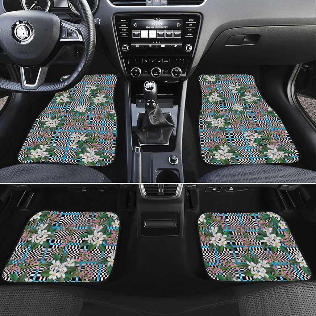 Blue Binakol Motifs With Jasminum Sambac Car Mats Mabuhay Philippines Festival DT05 Set 4pcs Blue - Polynesian Pride