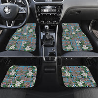 Blue Binakol Motifs With Jasminum Sambac Car Mats Mabuhay Philippines Festival DT05 Set 4pcs Blue - Polynesian Pride