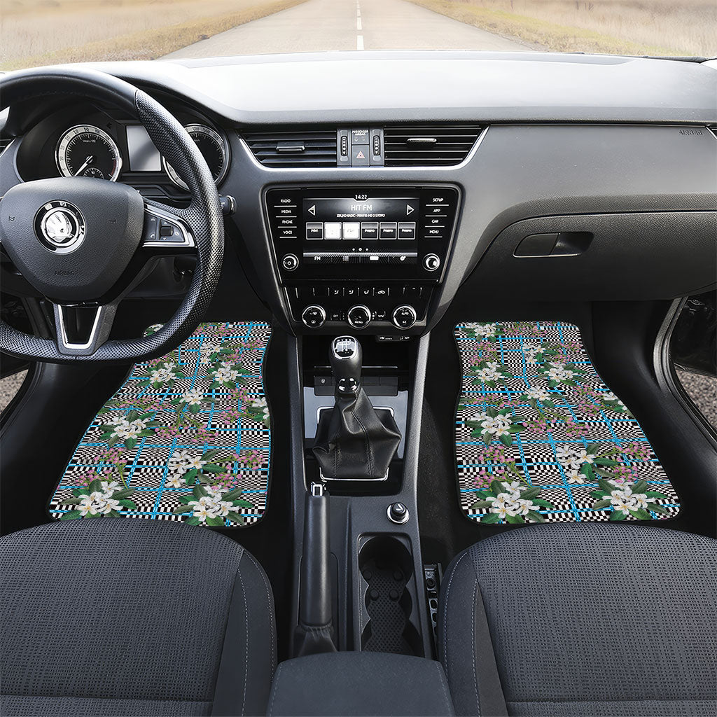 Blue Binakol Motifs With Jasminum Sambac Car Mats Mabuhay Philippines Festival DT05 Set 2pcs - Front Blue - Polynesian Pride