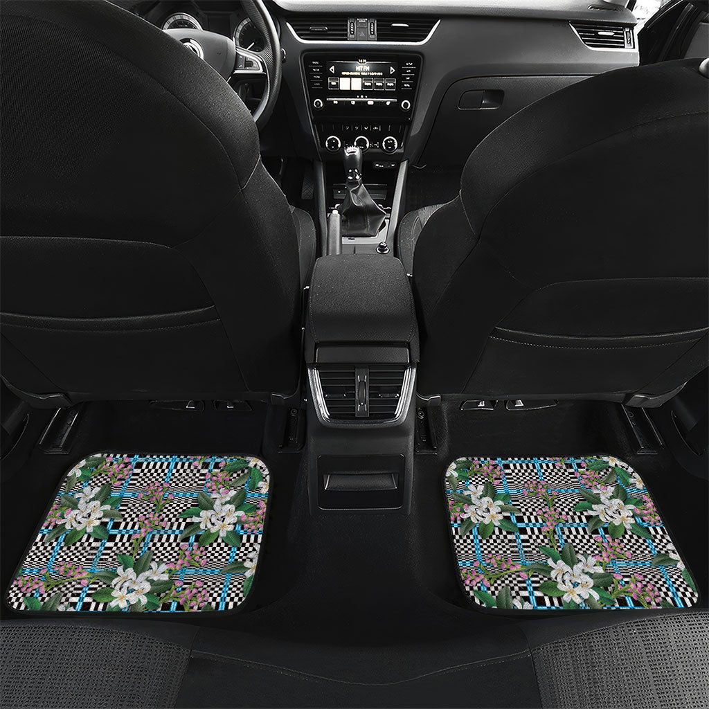 Blue Binakol Motifs With Jasminum Sambac Car Mats Mabuhay Philippines Festival DT05 Set 2pcs - Back Blue - Polynesian Pride