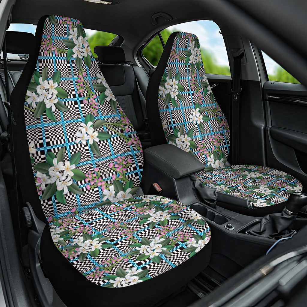 Blue Binakol Motifs With Jasminum Sambac Car Seat Cover Mabuhay Philippines Festival DT05 One Size Blue - Polynesian Pride