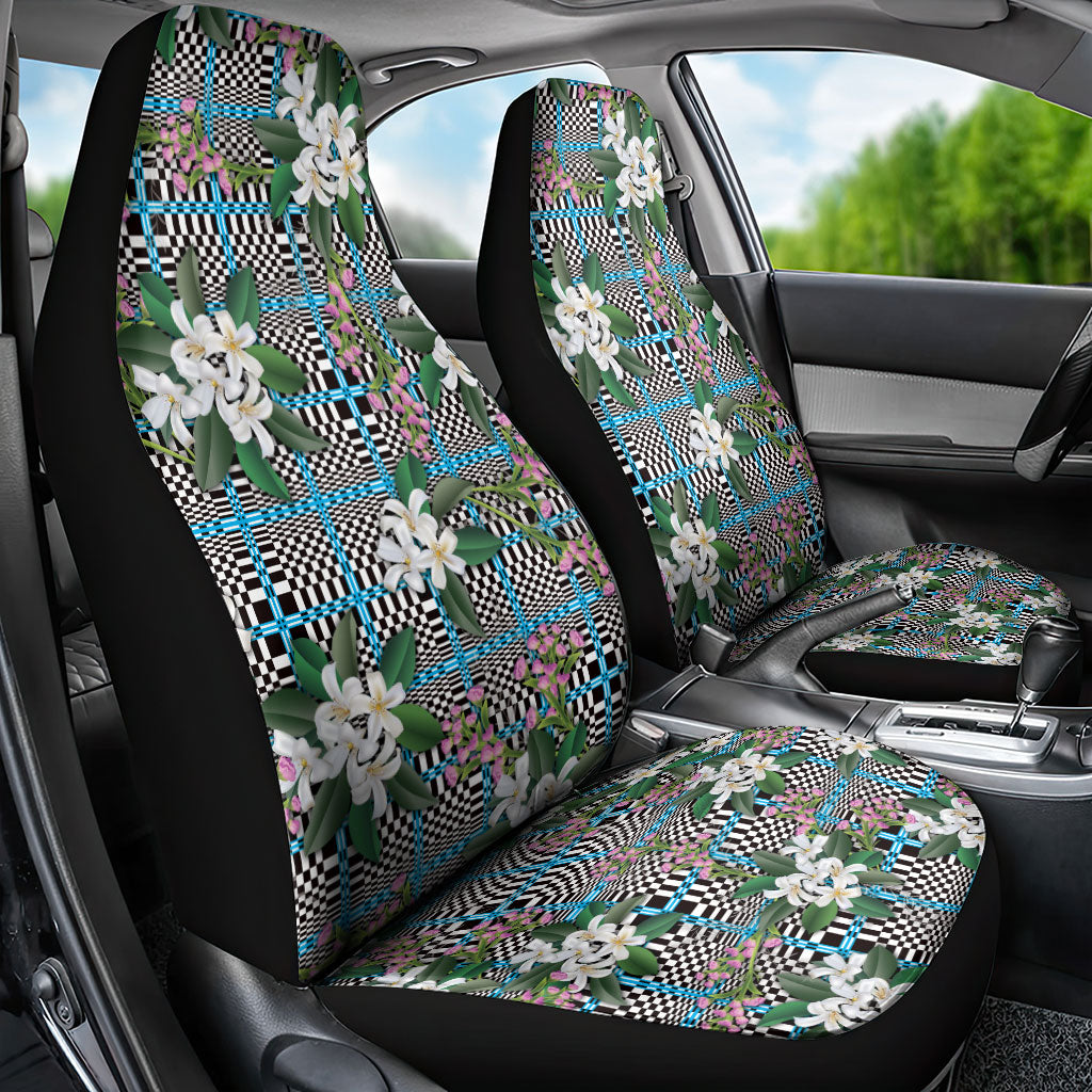 Blue Binakol Motifs With Jasminum Sambac Car Seat Cover Mabuhay Philippines Festival DT05 - Polynesian Pride