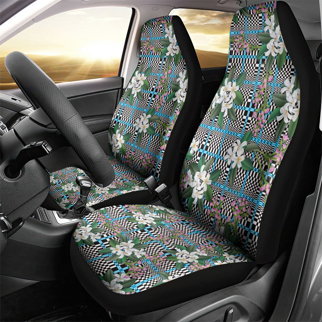 Blue Binakol Motifs With Jasminum Sambac Car Seat Cover Mabuhay Philippines Festival DT05 - Polynesian Pride