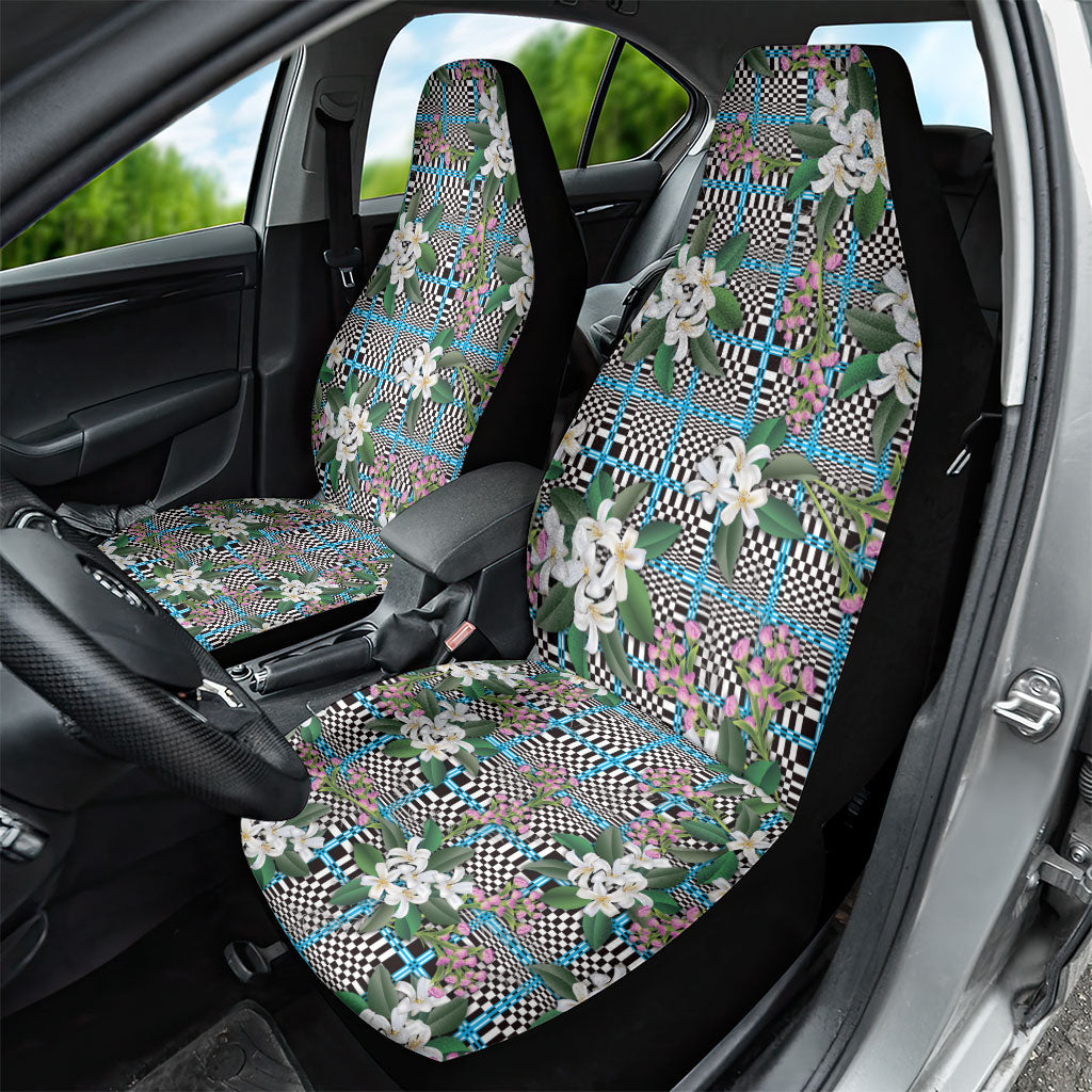 Blue Binakol Motifs With Jasminum Sambac Car Seat Cover Mabuhay Philippines Festival DT05 - Polynesian Pride