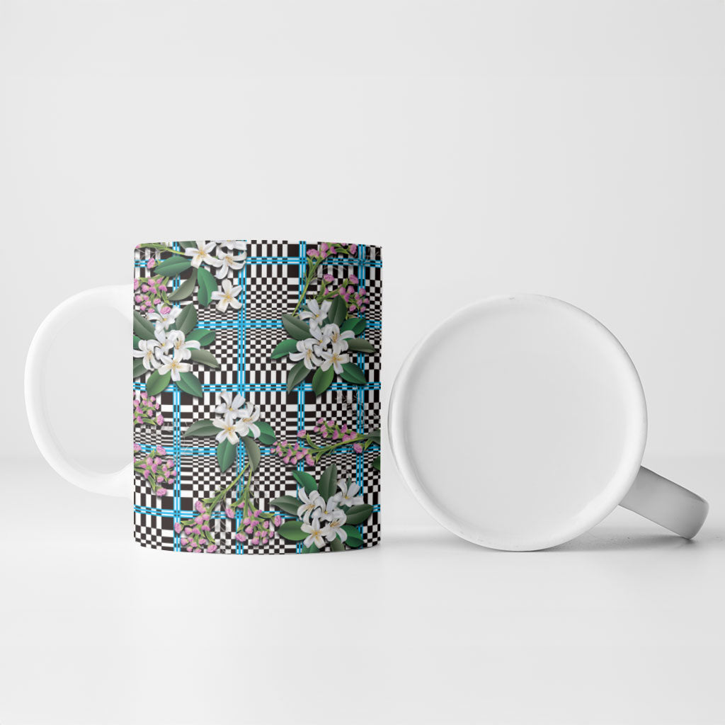 Blue Binakol Motifs With Jasminum Sambac Ceramic Mug Mabuhay Philippines Festival DT05 - Polynesian Pride