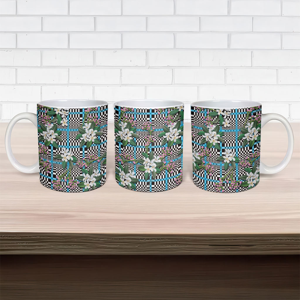 Blue Binakol Motifs With Jasminum Sambac Ceramic Mug Mabuhay Philippines Festival DT05 - Polynesian Pride