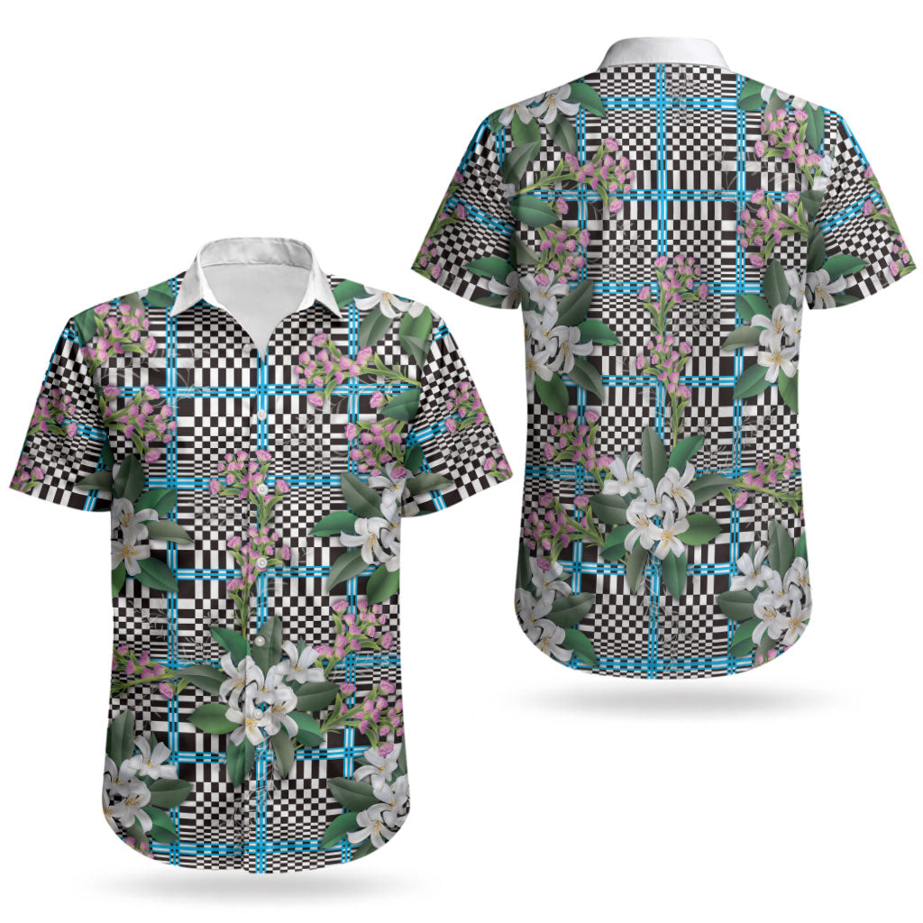 Blue Binakol Motifs With Jasminum Sambac Couples Matching Off Shoulder Maxi Dress and Hawaiian Shirt Mabuhay Philippines Festival DT05 - Polynesian Pride