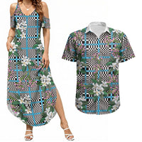 Blue Binakol Motifs With Jasminum Sambac Couples Matching Summer Maxi Dress and Hawaiian Shirt Mabuhay Philippines Festival DT05 Blue - Polynesian Pride