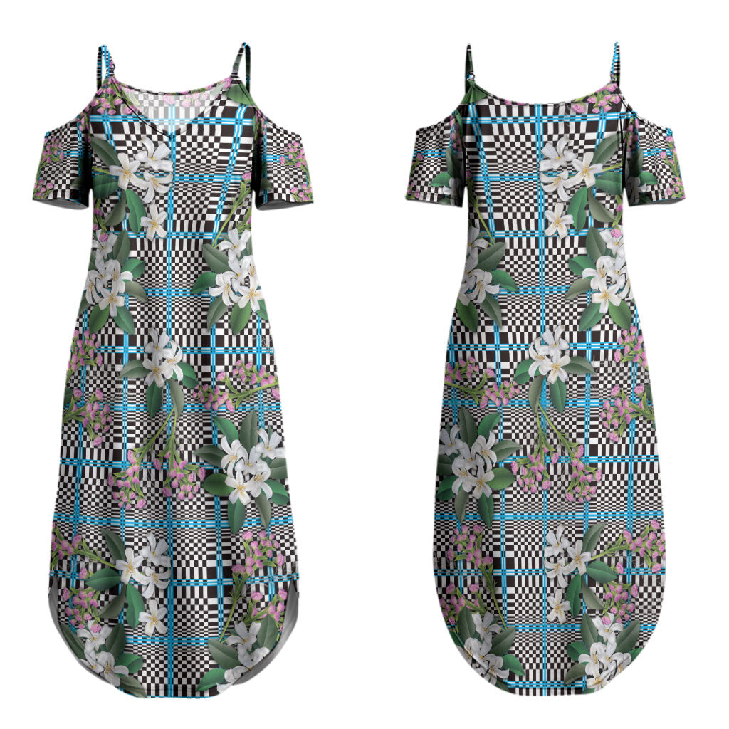 Blue Binakol Motifs With Jasminum Sambac Couples Matching Summer Maxi Dress and Hawaiian Shirt Mabuhay Philippines Festival DT05 - Polynesian Pride