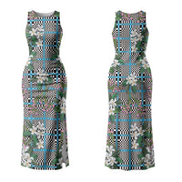 Blue Binakol Motifs With Jasminum Sambac Couples Matching Tank Maxi Dress and Long Sleeve Button Shirt Mabuhay Philippines Festival DT05 - Polynesian Pride