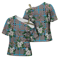 Blue Binakol Motifs With Jasminum Sambac Cross Shoulder Shirt Mabuhay Philippines Festival DT05 - Polynesian Pride