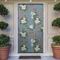 Blue Binakol Motifs With Jasminum Sambac Door Cover Mabuhay Philippines Festival DT05 Blue - Polynesian Pride
