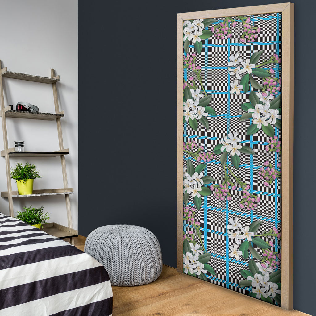 Blue Binakol Motifs With Jasminum Sambac Door Cover Mabuhay Philippines Festival DT05 - Polynesian Pride