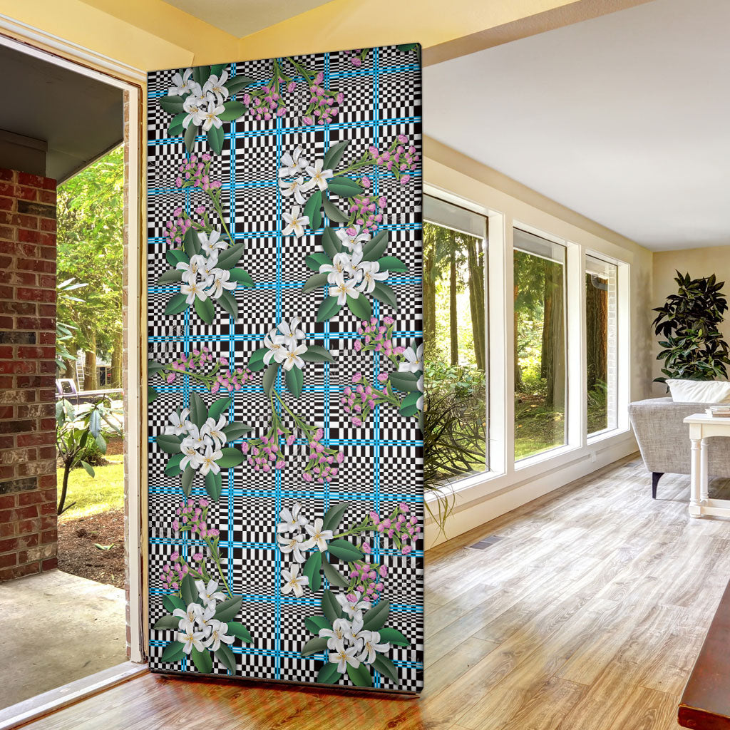 Blue Binakol Motifs With Jasminum Sambac Door Cover Mabuhay Philippines Festival DT05 - Polynesian Pride