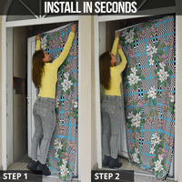 Blue Binakol Motifs With Jasminum Sambac Door Cover Mabuhay Philippines Festival DT05 - Polynesian Pride