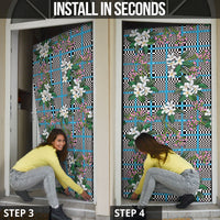 Blue Binakol Motifs With Jasminum Sambac Door Cover Mabuhay Philippines Festival DT05 - Polynesian Pride