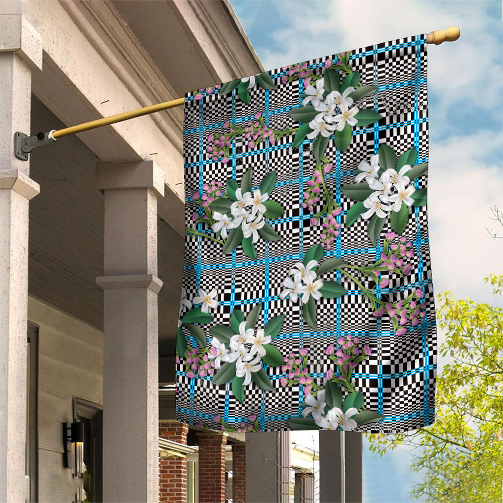 Blue Binakol Motifs With Jasminum Sambac Garden Flag Mabuhay Philippines Festival DT05 House Flag Blue - Polynesian Pride