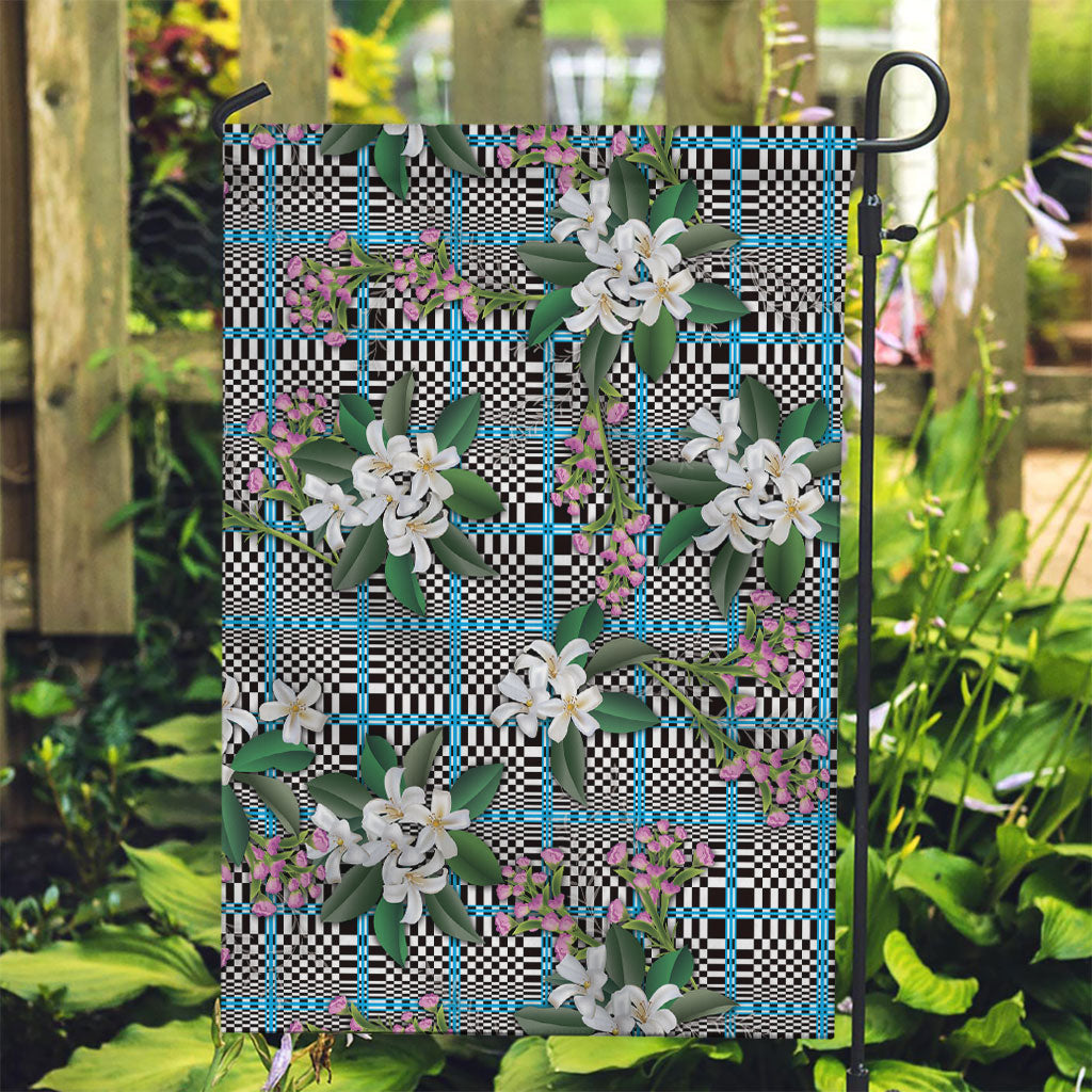 Blue Binakol Motifs With Jasminum Sambac Garden Flag Mabuhay Philippines Festival DT05 Garden Flag Blue - Polynesian Pride